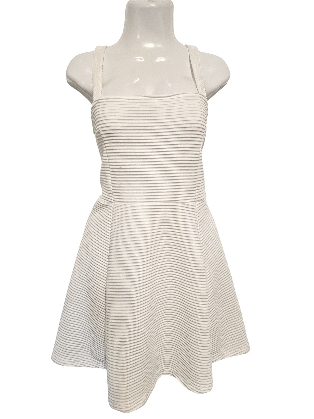 H&M - White Ribbed Fit & Flare Mini Dress